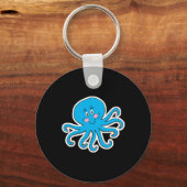 Porte-clés pieuvre bleue heureuse (Recto)