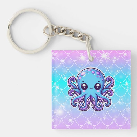 Porte-clés Pieuvre bleue mignonne (Devant)