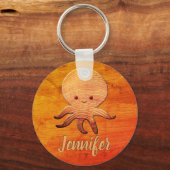 Porte-clés Pieuvre En Carton Cute Avec Impression En Bois Fau (Verso)