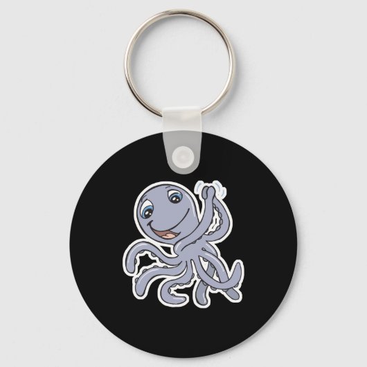 Porte-clés pieuvre mignonne qui applaudit (Recto)
