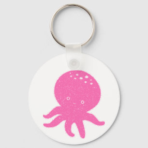 Porte-clés Pieuvre rose pâle vieille impression