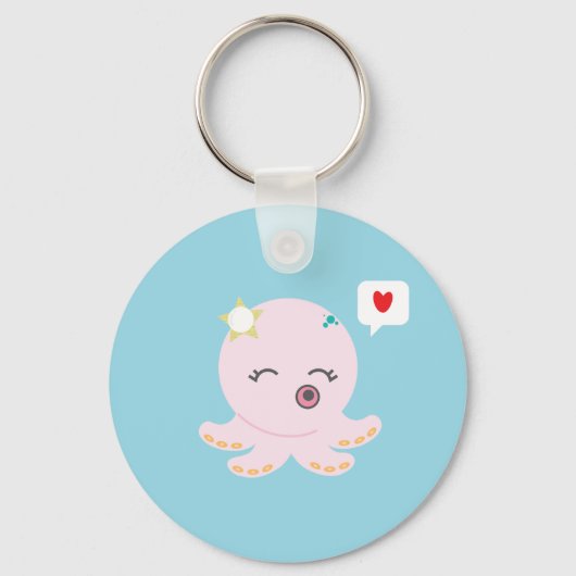 Porte-clés Pieuvre rose pour bébé (Recto)