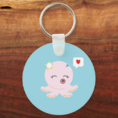 Porte-clés Pieuvre rose pour bébé (Recto)