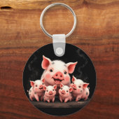 Porte-clés Pig Artwork – Mother Pig & Piglets (Recto)