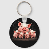 Porte-clés Pig Artwork – Mother Pig & Piglets (Verso)