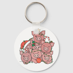 Porte-clés Pig sapin de Noël Funny animal Porte - clé de Noël