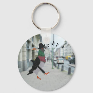 Porte-clés Pigeon en ville drôle