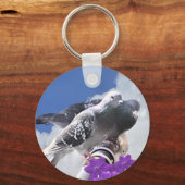 Porte-clés Pigeon Pair et Fleurs Mauve (Verso)
