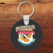 Porte-clés Pilates Corgi sur Sunset rétro (Recto)