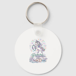Porte-clés Pilates de Licorne et Poussière de Fée sur Fond Bl