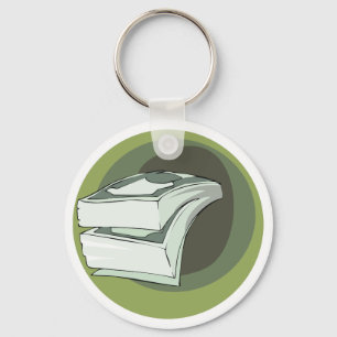 Porte-clés Pile d'argent Cash en billets verts