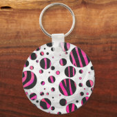 Porte-clés Piloka Dot Zebra noir et rose chaud (Recto)