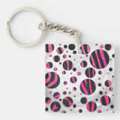Porte-clés Piloka Dot Zebra noir et rose chaud (Devant)