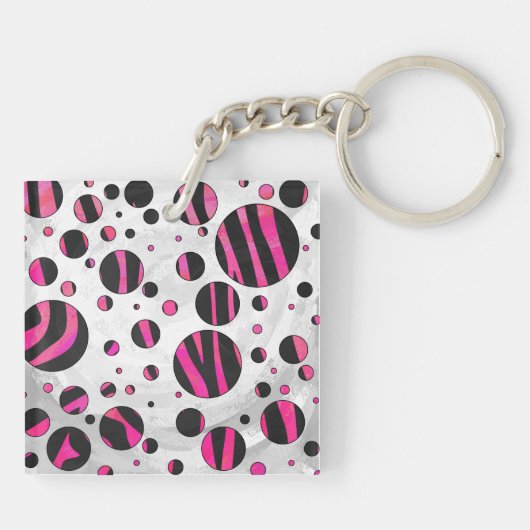 Porte-clés Piloka Dot Zebra noir et rose chaud (Dos)