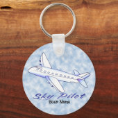 Porte-clés Pilote Céleste Avion Bleu (Recto)