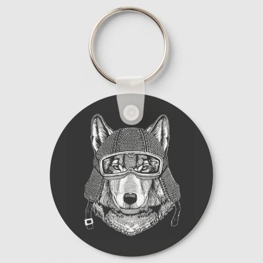 Porte-clés Pilote de motocyclette Wolf Dog (Recto)