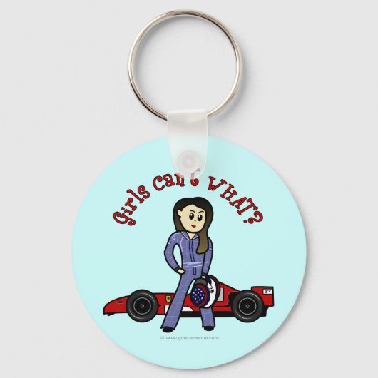 Porte-clés Pilote de voiture de course légère fille (Recto)