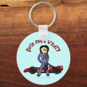 Porte-clés Pilote de voiture de course légère fille (Recto)