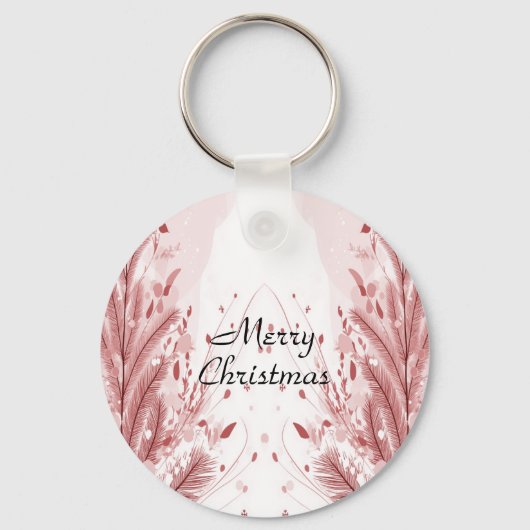 Porte-clés Pin de Noël Rouge Décoration Neige Belle (Recto)