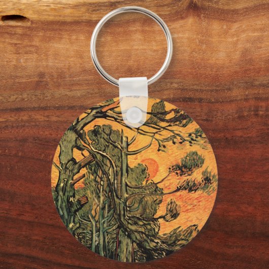 Porte-clés Pine Trees Red Sky Setting Soleil par Vincent van  (Recto)