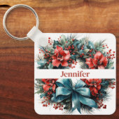 Porte-clés Pine Wreath avec Holly Christmas (Recto)