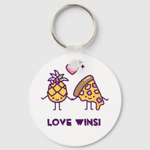 Porte-clés Pineapple and Pizza Love Wins Round Keychain