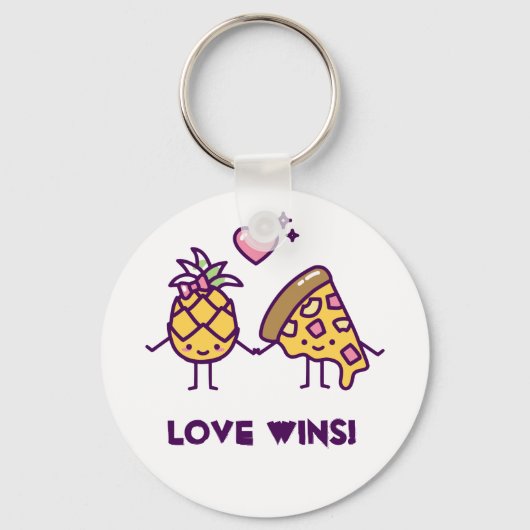 Porte-clés Pineapple and Pizza Love Wins Round Keychain (Recto)