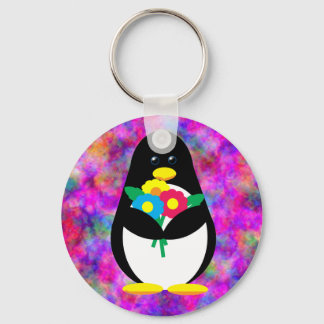 Porte-clés Pingouin à fleurs