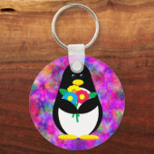 Porte-clés Pingouin à fleurs (Recto)