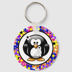 Porte-clés Pingouin à ruban pour la sensibilisation blanche