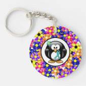 Porte-clés Pingouin à ruban turquoise (Devant)