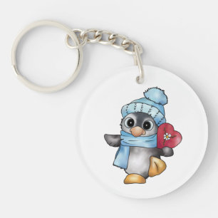 Porte-clés Pingouin avec coeur