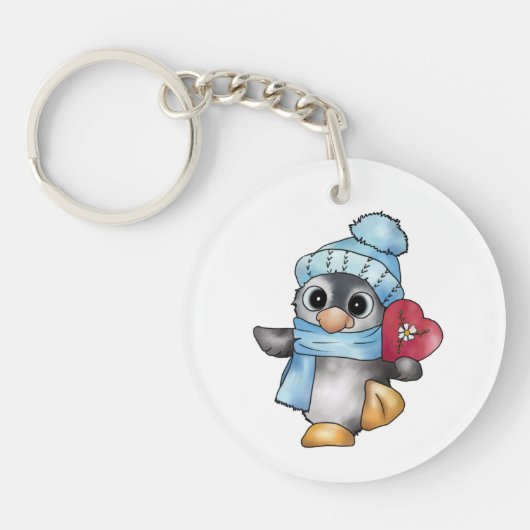 Porte-clés Pingouin avec coeur (Devant)