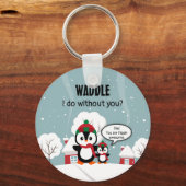 Porte-clés Pingouin Bébé Gris Mignonne En Neige D'Hiver (Recto)