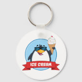 Porte-clés Pingouin cool tenant de la crème glacée (Verso)