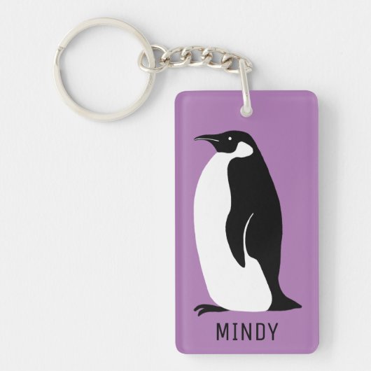 Porte-clés Pingouin CUSTOM violet blanc (Devant)