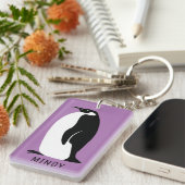 Porte-clés Pingouin CUSTOM violet blanc (Devant droit)
