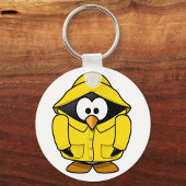 Porte-clés Pingouin Dans Un Porte - clé Raincoat Jaune