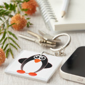 Porte-clés Pingouin, Dessin, Noir Et Blanc (Devant Droit)