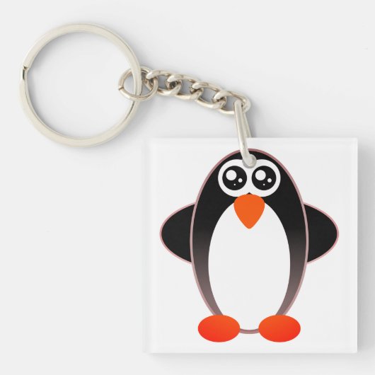 Porte-clés Pingouin, Dessin, Noir Et Blanc (Devant)