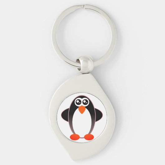 Porte-clés Pingouin, Dessin, Noir Et Blanc (Devant)