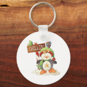 Porte-clés Pingouin d'hiver et oiseau Chillin Noël (Recto)