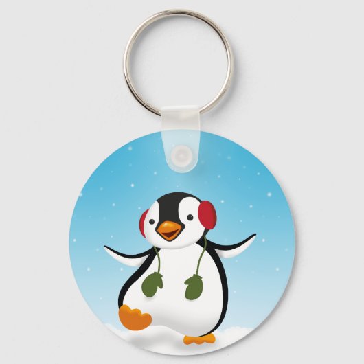 Porte-clés Pingouin d'hiver mignon (Recto)