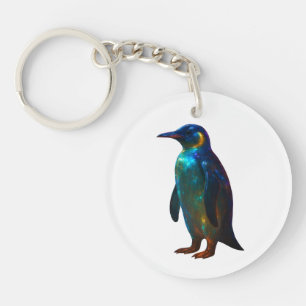 Porte-clés Pingouin en verre coloré