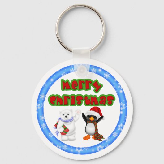 Porte-clés Pingouin et ours désir de Noël (Recto)