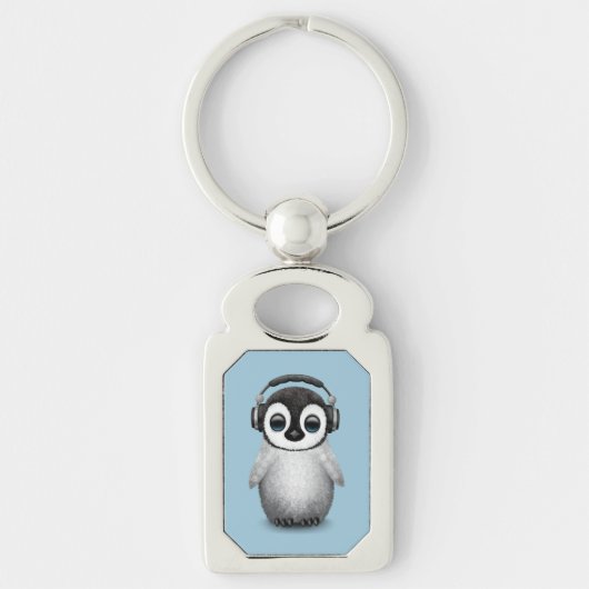 Porte-clés Pingouin mignon personnalisable DJ de bébé avec (Devant)