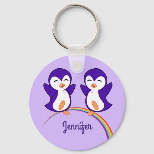 Porte-clés Pingouin mou Monogramme Arc-en-ciel Enfants (Recto)