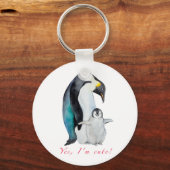 Porte-clés Pingouins empereurs d'aquarelle mignons (Recto)