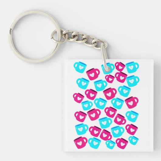 Porte-clés Pink and Blue Heart Cups Pattern (Devant)