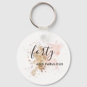 Porte-clés Pink And Gold Forty 40th Birthday Keychain
